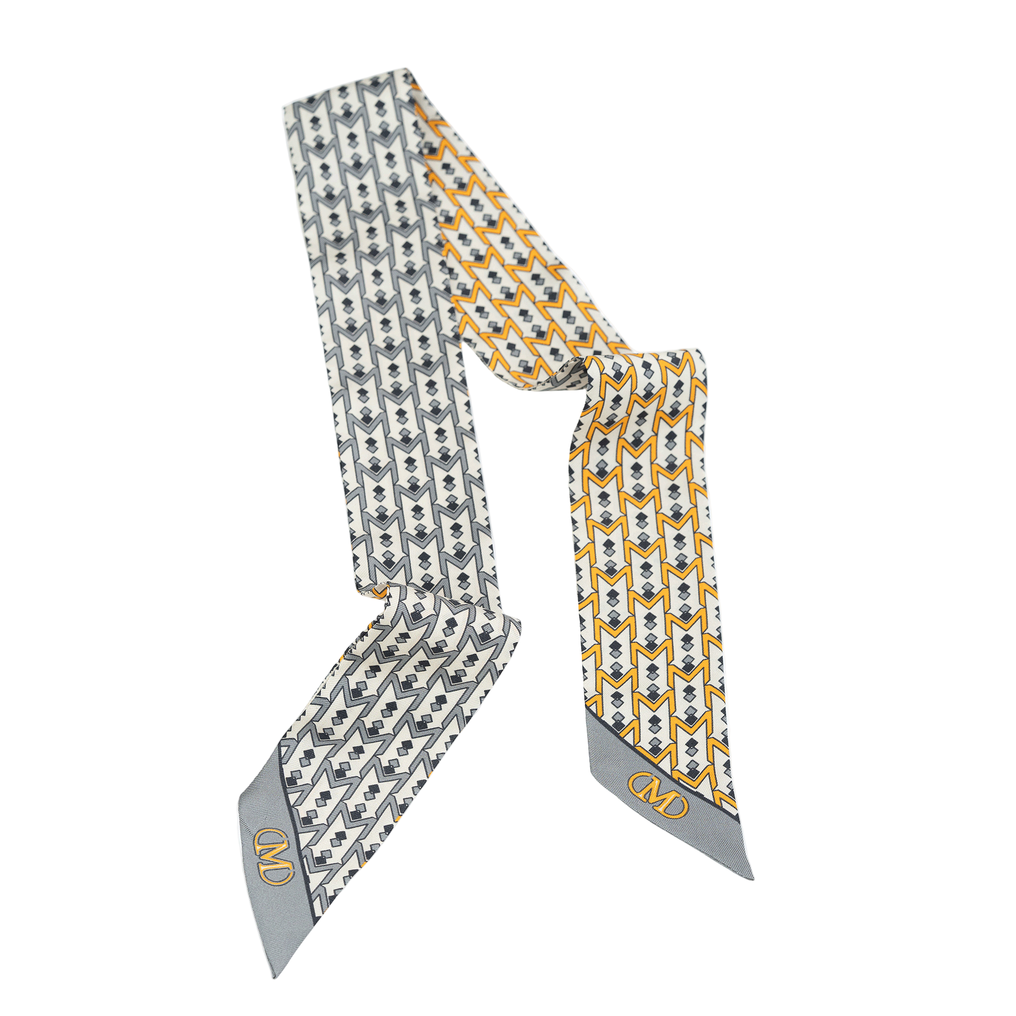 Silk Twilly Scarf - Gray Yellow