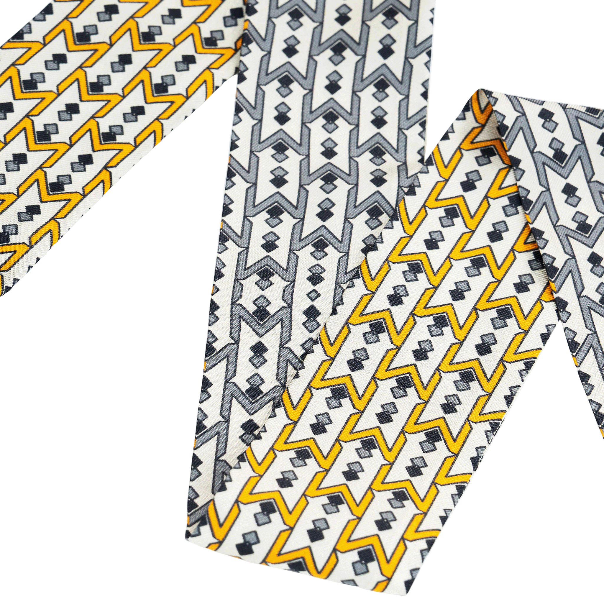 Silk Twilly Scarf - Gray Yellow