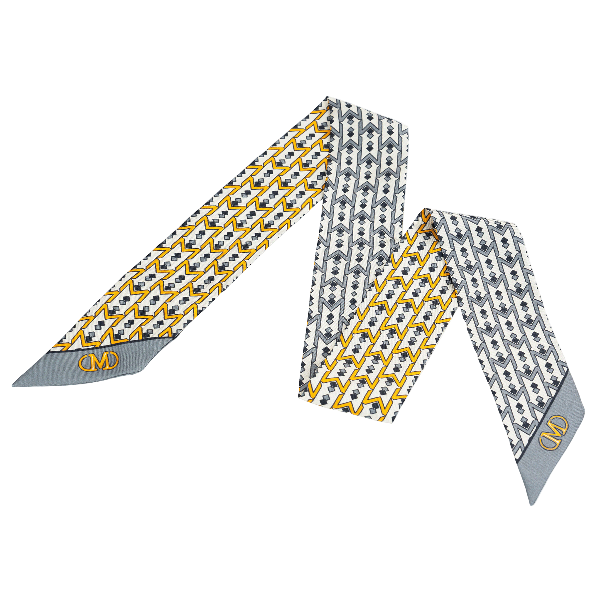 Silk Twilly Scarf - Gray Yellow