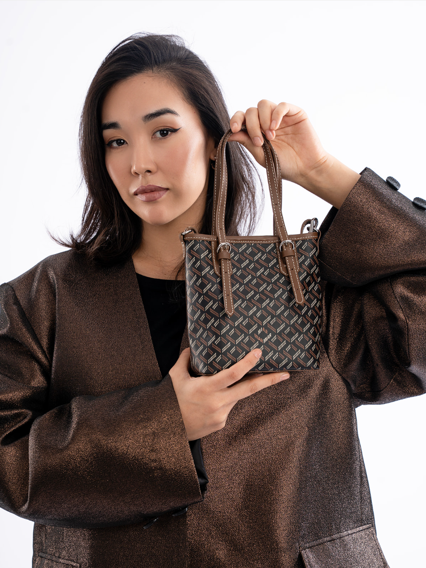 ORNATO BELLA MICRO TOTE BAG Black & Tan