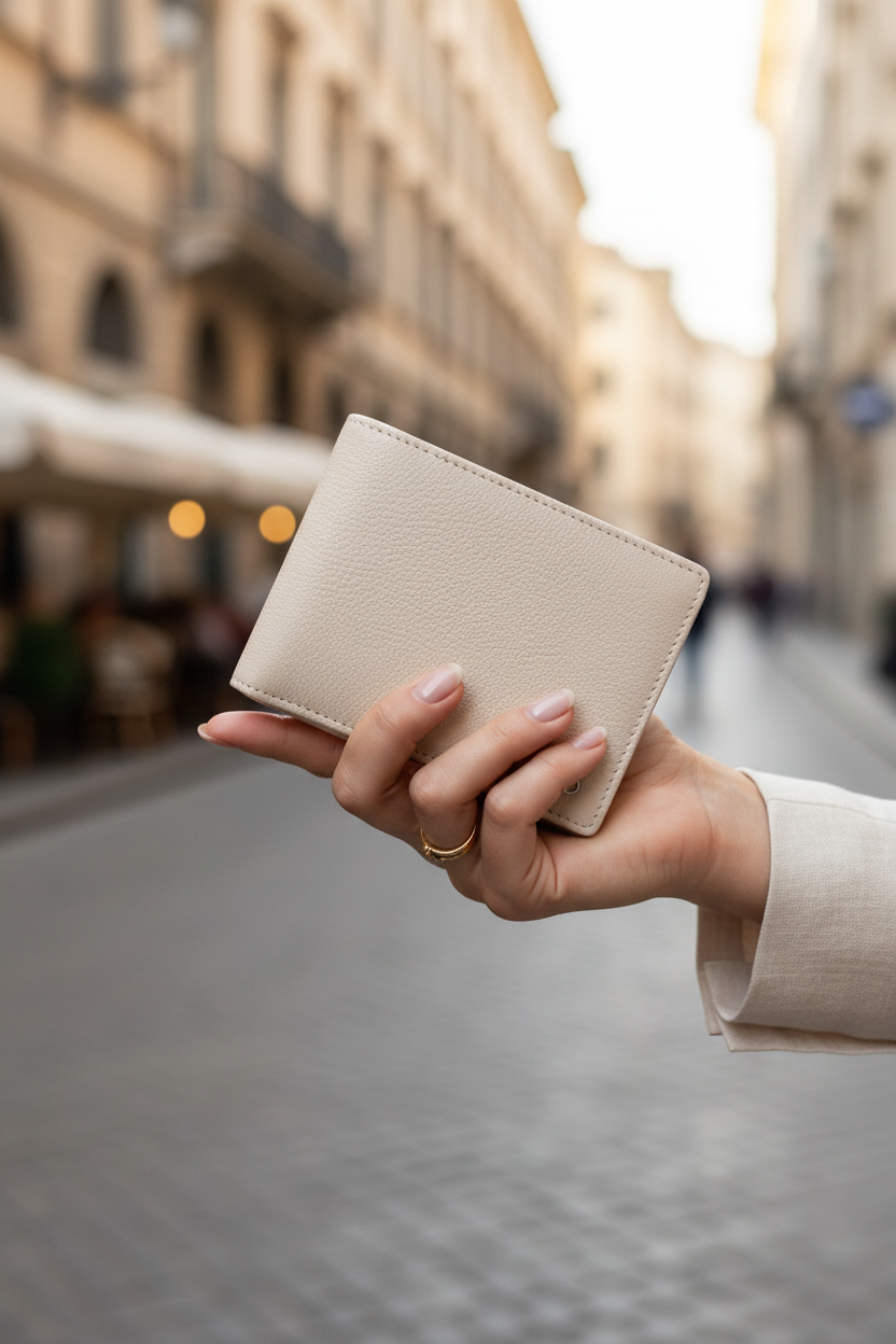 LINEA MIAR WALLET البيج - موضع الشعار الصحيح