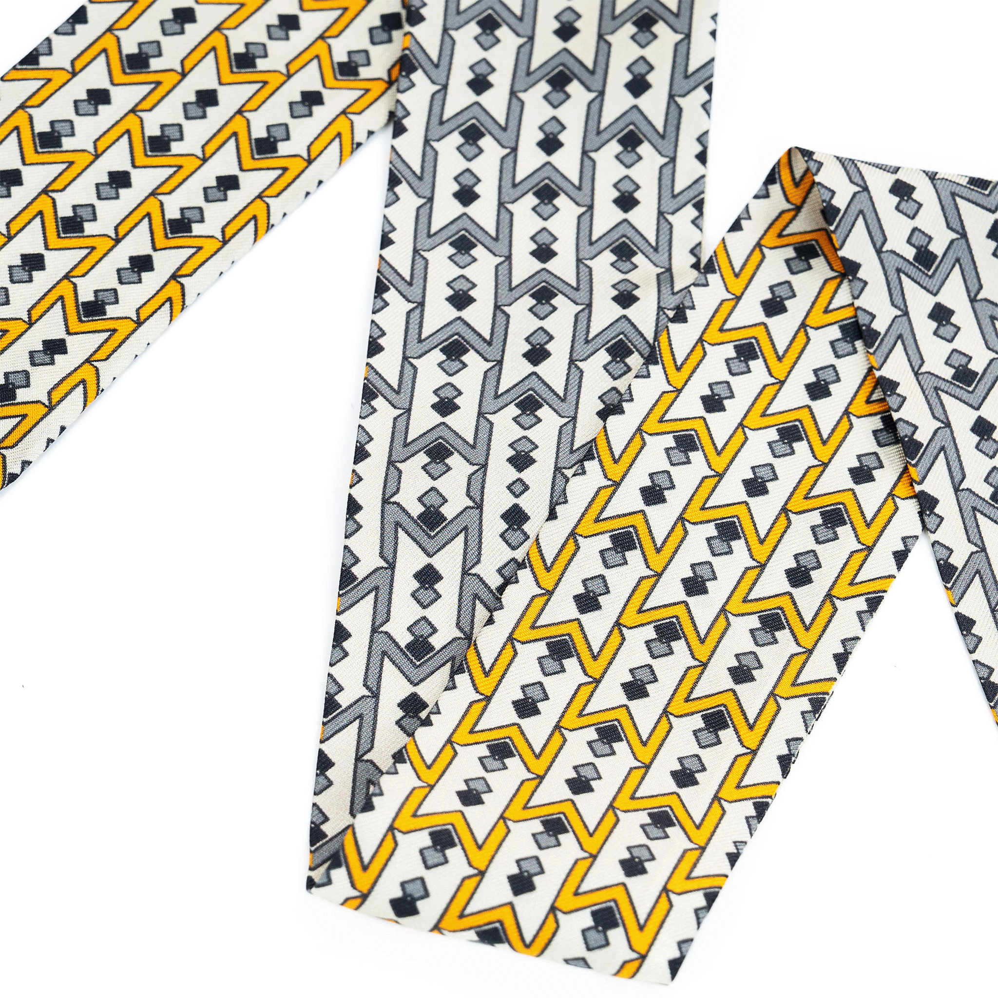 Silk Twilly Scarf - Gray Yellow