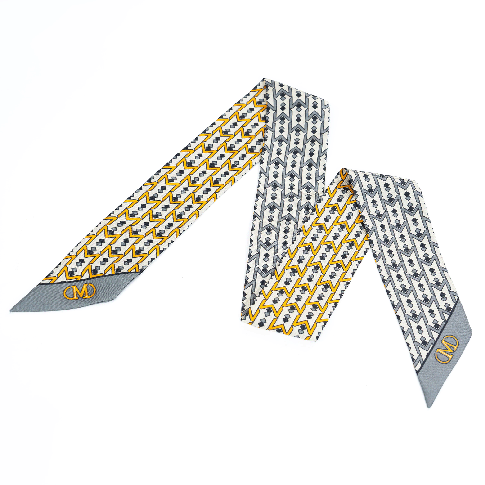 Silk Twilly Scarf - Gray Yellow